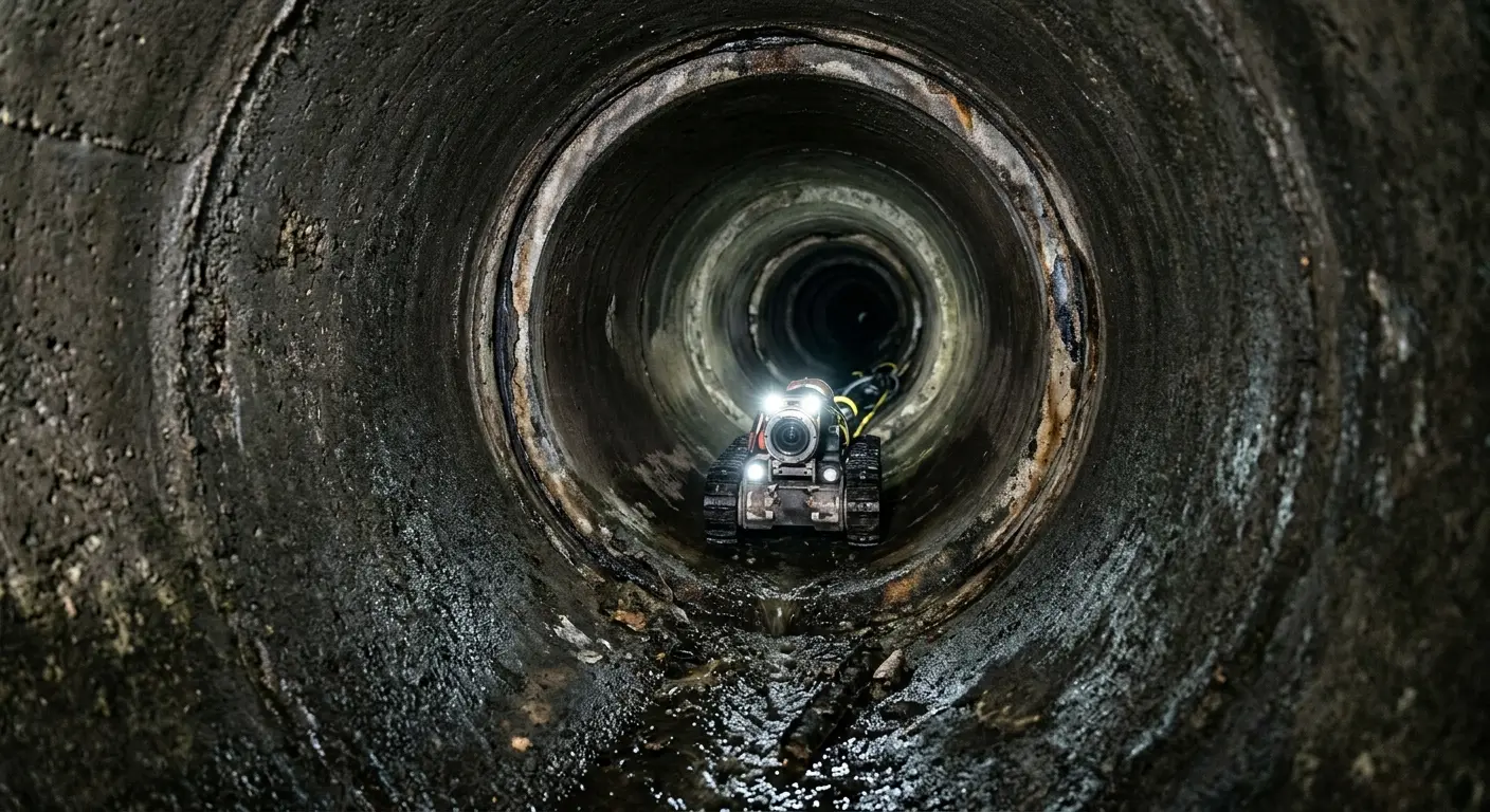 Robotic sewer camera inspecting pipe interior for Drain Snake Service in East Whiteland